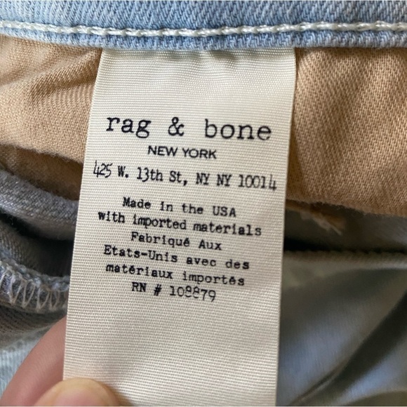 Rag & Bone Designer Denim Dre Slim Boyfriend Jeans Light Wash Blue Ashling 24 - Picture 12 of 13
